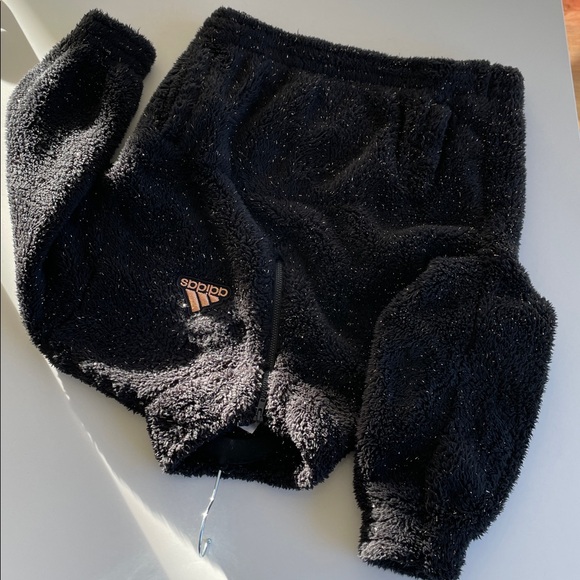 Adidas Girls Long Sleeve Mock Neck Furry Lurex Pullover Sweatshirt Size S 7/8 - Picture 16 of 16